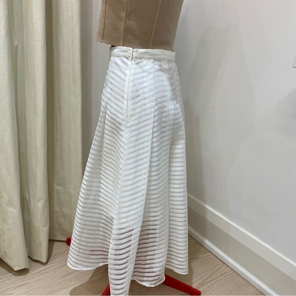 Anthropologie Leifsdottir Skirt, Shadow Stripe, Midi, White, Women’s (US 6) - Picture 3 of 11